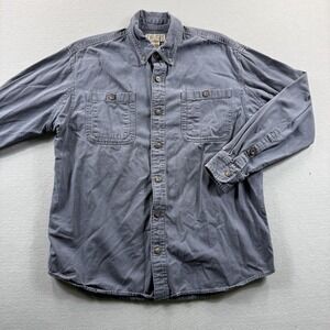 Duluth Trading Co. Shirt Mens Large Gray Twill Long Sleeve Button Workwear